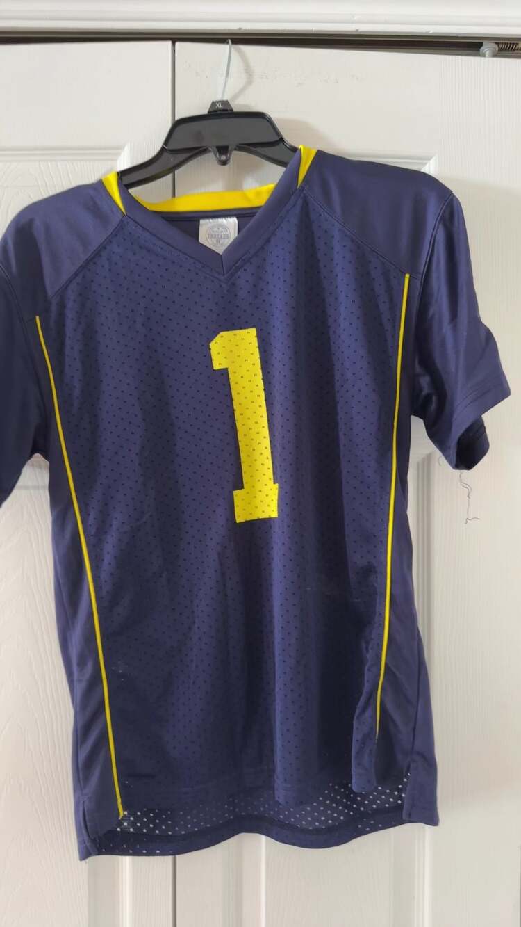 Men's Navy Athletic Jersey with Yellow Number 1